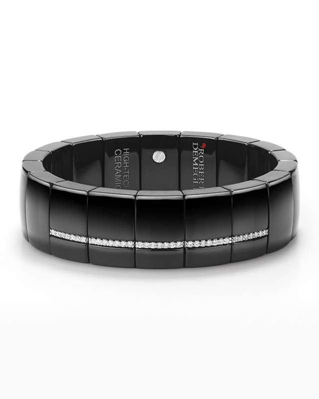 Domino Black Ceramic Stretch Bracelet with Diamonds